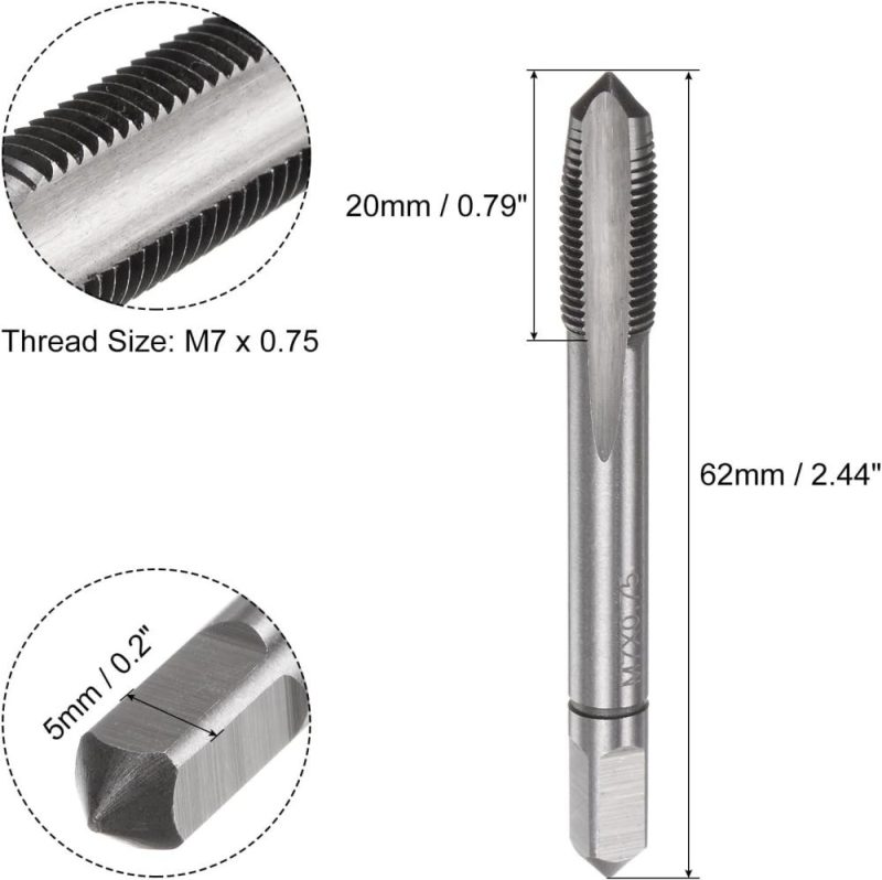 1 paire de jeu de tarauds métriques, M7 x 0,75 tarauds coniques/fonds en acier allié pour vis, kit de taraudage à main pour réparations. | Tarauds de Filetage