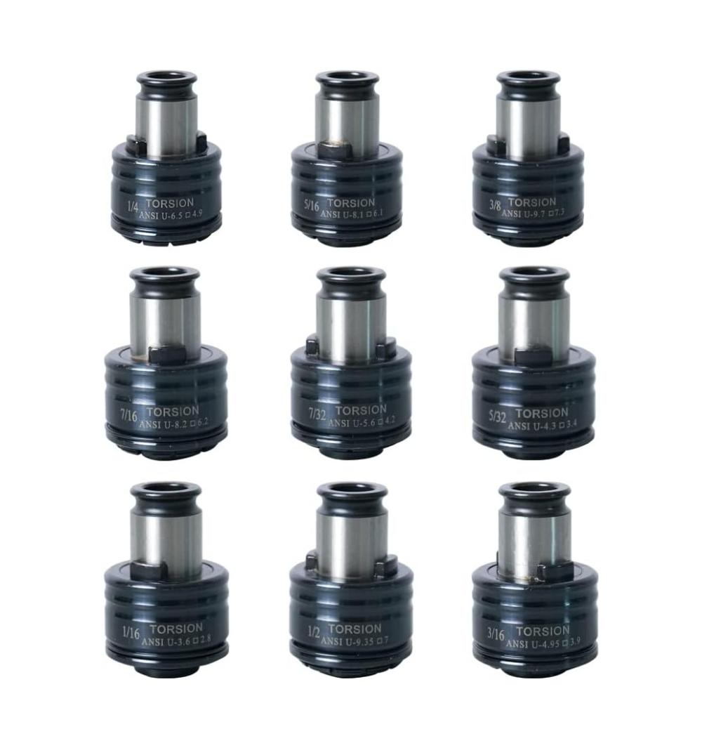 9Pcs Gt12 Ansi Collets, 0-6 », 8, 5/32 », 10, 3/16 », 12, 7/32 », 1/4 », 5/6 », 3/8 », 7/16 », 1/2 » Mandrins de couple pour machine de taraudage M16R/Pneu-M12 | Collets