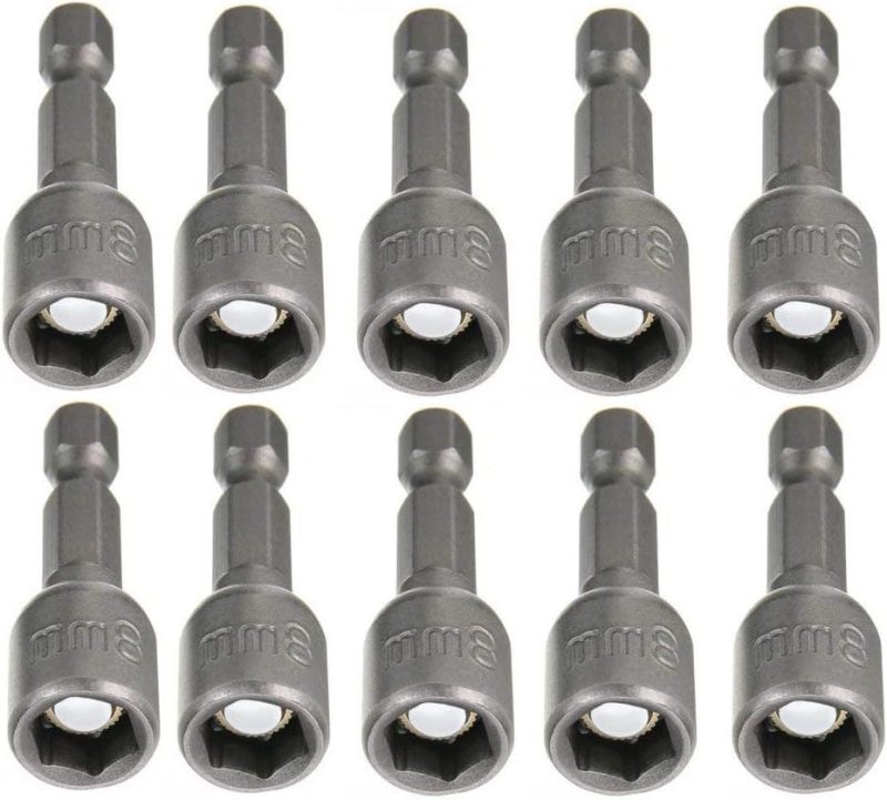 Adaptateur de douille hexagonal magnétique 8 mm 5/16 pour perceuse, ensemble d’embouts de tournevis pour outils électriques, 10 pièces. | Tourne-écrous