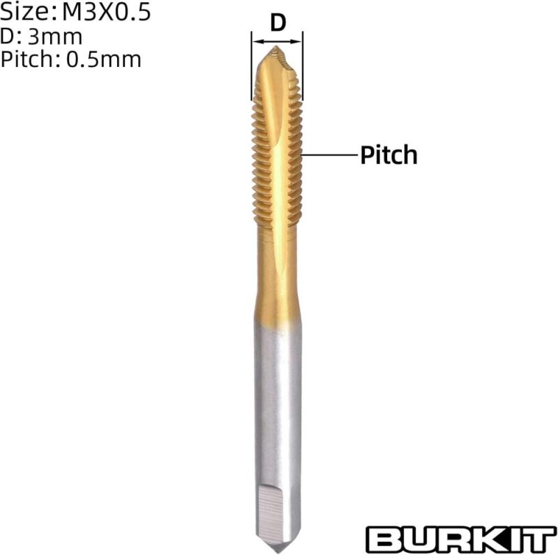 Burkit 2Pcs M3 Foret à filetage en spirale, Hss revêtement en titane M3 X 0,5 foret à filetage en spirale | Tarauds de Filetage