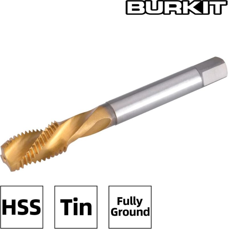 Burkit M12 X 1.25 Tarau de Filetage à Filetage Hélicoïdal, Tarau de Filetage à Fente Hélicoïdale en HSS Revêtu de Titane M12 X 1.25 | Tarauds de Filetage