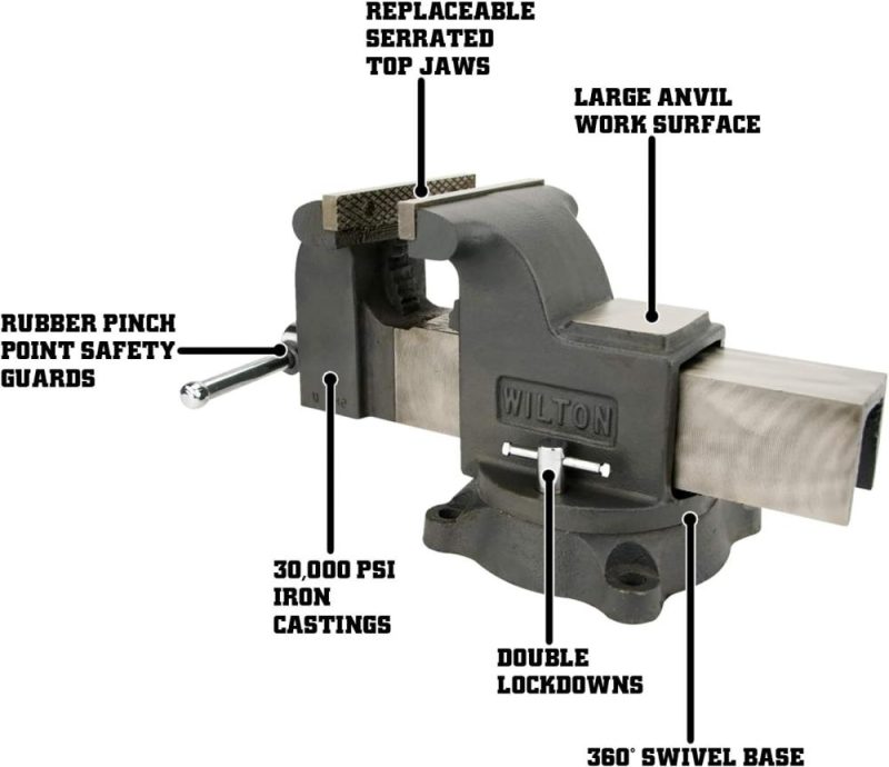 Établi Vise, Largeur de mâchoire 8", Ouverture maximale de mâchoire 8", Profondeur 4" (Modèle Ws8) | Étaux