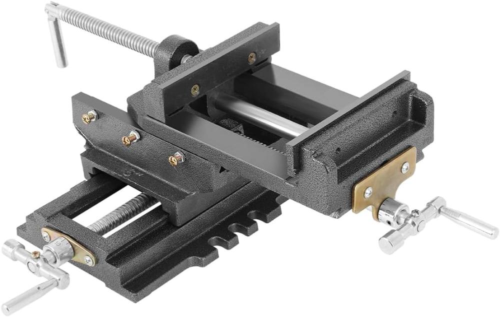 Étau à glissière croisée de 6 pouces pour perceuse à colonne, largeur de mâchoire de 6 pouces, ouverture maximale de mâchoire de 6,1 pouces, étau de montage sur banc à vis à deux voies, outil de serrage pour machine de fraisage CNC en bois. | Étaux