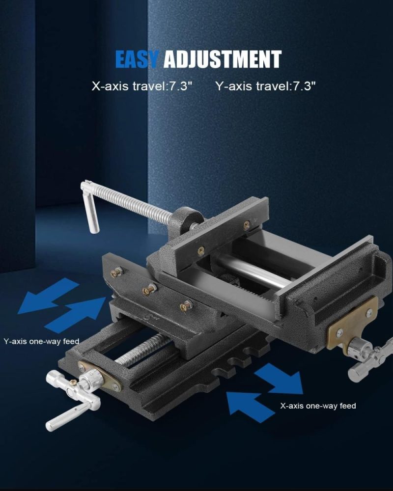 Étau à glissière croisée de 6 pouces pour perceuse à colonne, largeur de mâchoire de 6 pouces, ouverture maximale de mâchoire de 6,1 pouces, étau de montage sur banc à vis à deux voies, outil de serrage pour machine de fraisage CNC en bois. | Étaux