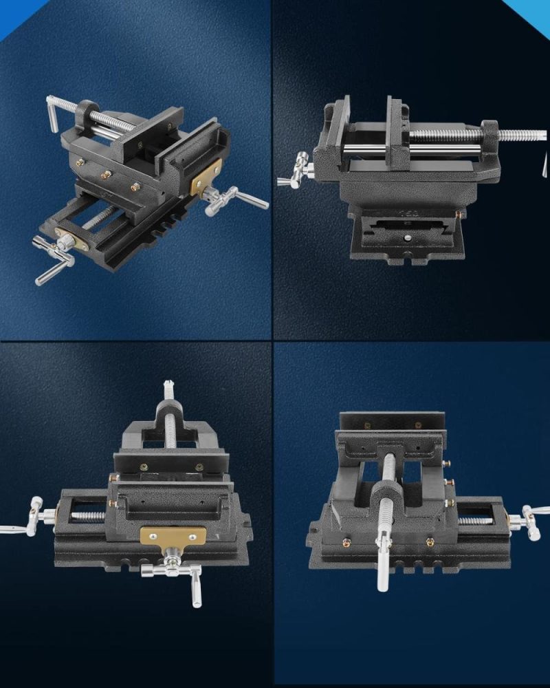 Étau à glissière croisée de 6 pouces pour perceuse à colonne, largeur de mâchoire de 6 pouces, ouverture maximale de mâchoire de 6,1 pouces, étau de montage sur banc à vis à deux voies, outil de serrage pour machine de fraisage CNC en bois. | Étaux