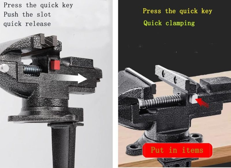 Étau combiné à double usage ou étau de table, mâchoire multifonctionnelle, rotation universelle à 360°, étau de travail à pince avec réglage rapide, 3,3" noir | Étaux