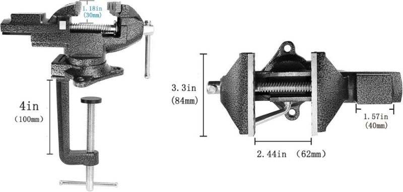 Étau combiné à double usage ou étau de table, mâchoire multifonctionnelle, rotation universelle à 360°, étau de travail à pince avec réglage rapide, 3,3" noir | Étaux