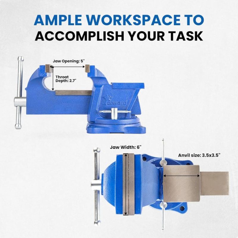 Étau de banc à usage général 6" de largeur de mâchoire, 5" d’ouverture maximale | Étaux