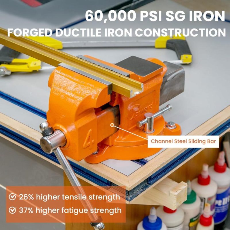 Étau de banc de 6 pouces en fonte ductile avec acier en profilé et base pivotante à 360 degrés 30606 (6") | Étaux