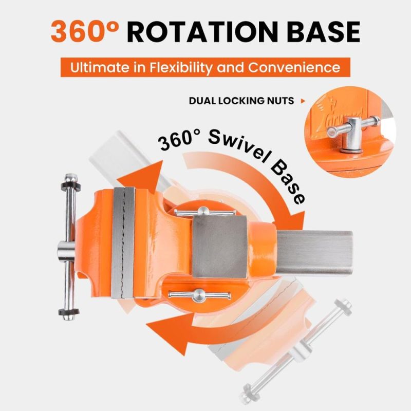 Étau de banc de 6 pouces en fonte ductile avec acier en profilé et base pivotante à 360 degrés 30606 (6") | Étaux