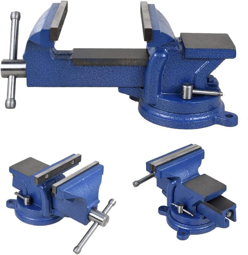 Étau de banc lourd de 5" avec enclume, table tournante, pince de fixation et base verrouillable | Étaux