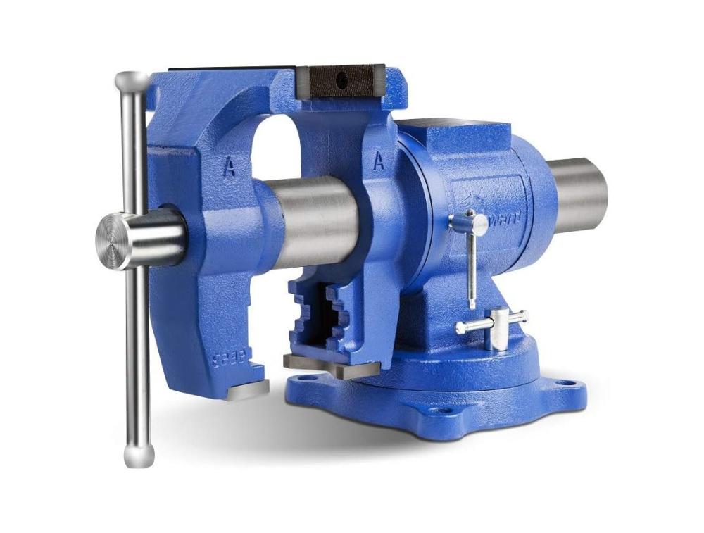 Étau de banc robuste de 5 pouces Dt08125A avec base et tête pivotantes à 360 degrés et enclume (5", fer ductile) | Étaux