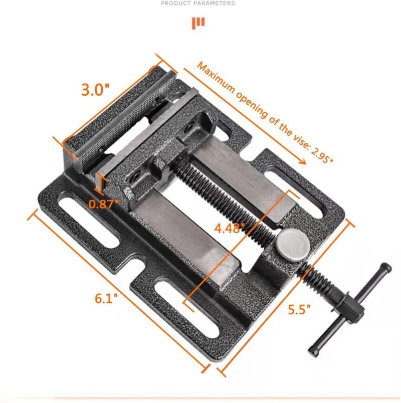 Étau de perceuse, 3,0" noir, étau de banc industriel à libération rapide, pince de banc en acier coulé de haute qualité | Étaux