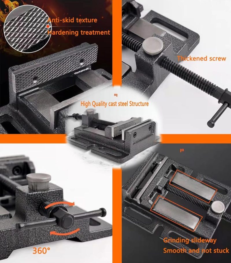 Étau de perceuse, 3,0" noir, étau de banc industriel à libération rapide, pince de banc en acier coulé de haute qualité | Étaux
