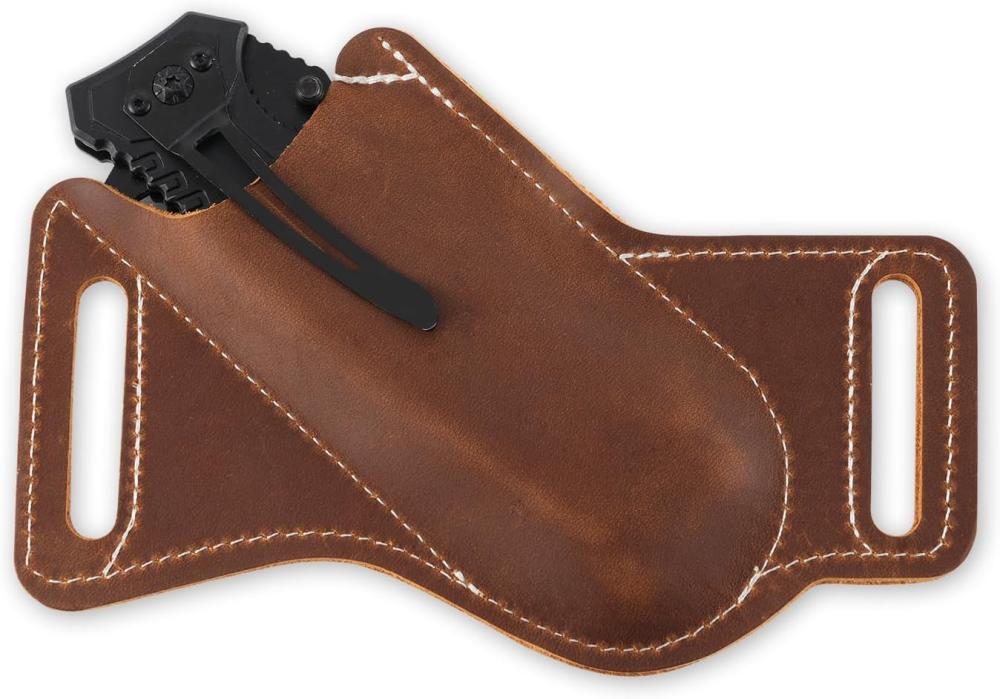 Étui en cuir pour couteau à porter à la ceinture, étui pour couteau pliant de 5 pouces, support compact pour couteaux à tirer EDC, cadeau pour hommes | Étuis de Couteaux