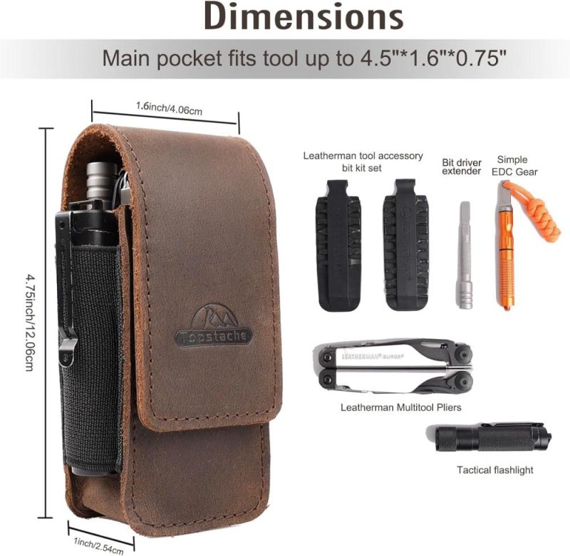 Étui Multitool avec Clip de Ceinture – Organisateur de Ceinture EDC Étui Multi Outils – Holster Multitool en Cuir pour Ceinture – Poche Multitool en Cuir avec Fermeture Magnétique S’adapte aux Outils Pliants | Étuis de Couteaux