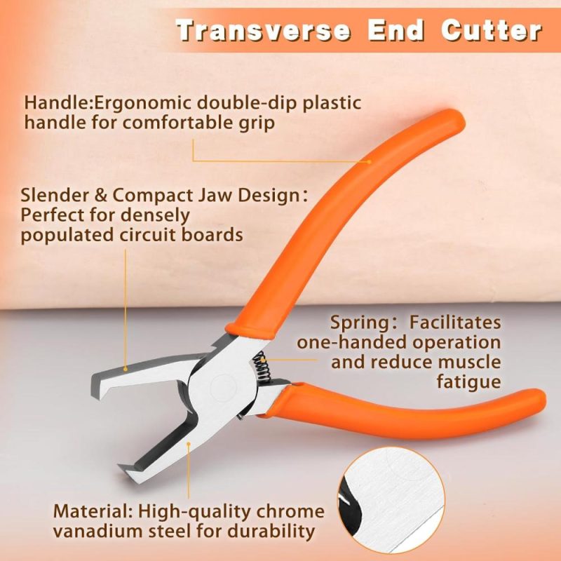 Ciseaux à découper transversaux Smt/Smd, pinces à couper latérales, cutter à angle avant de 90 degrés avec une lame, coupeurs à nez plat extra longs avec une lame de 0,39 pouces pour les espaces étroits. | Pince à Découper Sur le Côté