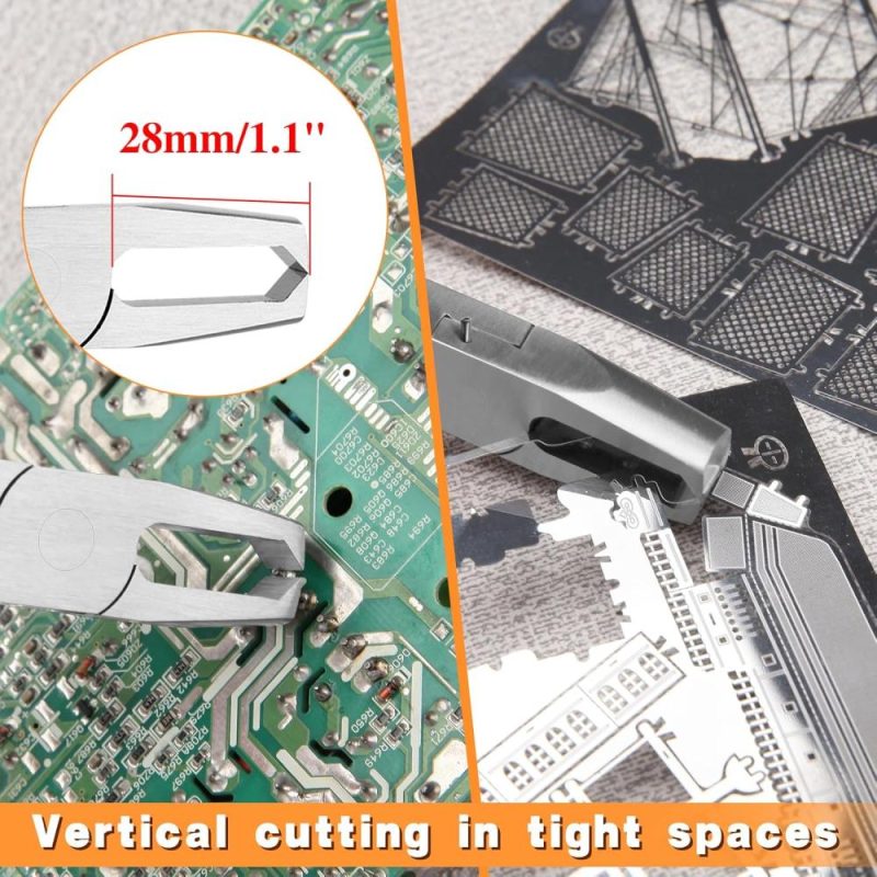 Ciseaux à découper transversaux Smt/Smd, pinces à couper latérales, cutter à angle avant de 90 degrés avec une lame, coupeurs à nez plat extra longs avec une lame de 0,39 pouces pour les espaces étroits. | Pince à Découper Sur le Côté