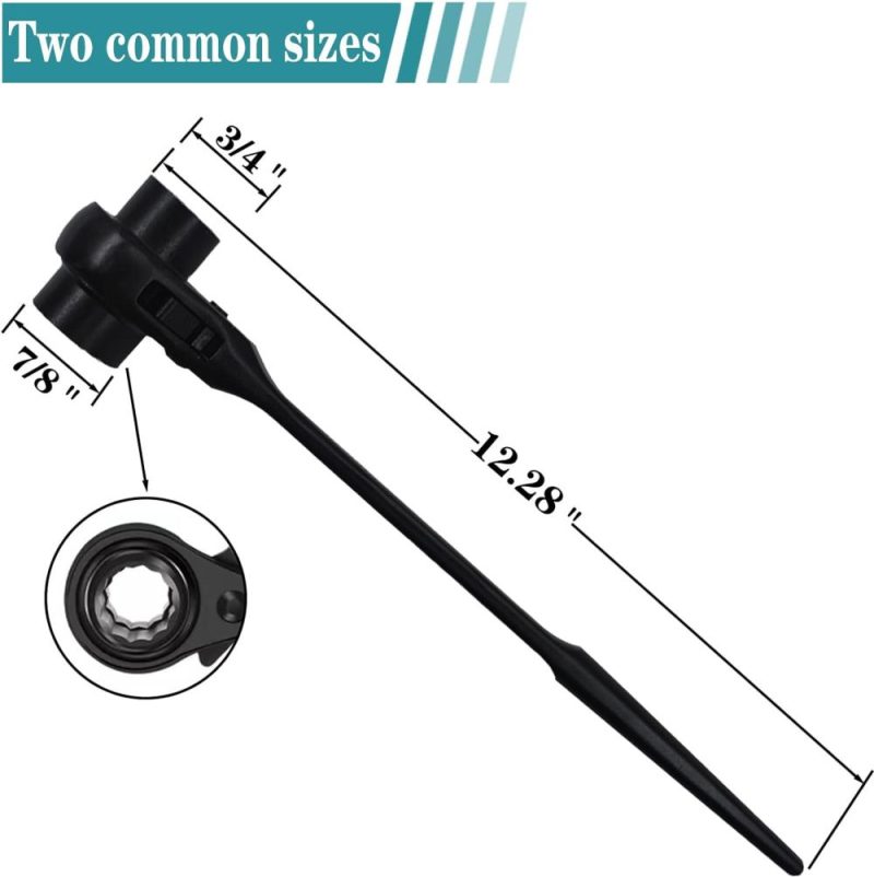 Clé à cliquet réversible, y compris 3/4", 7/8" ou 19 mm, 22 mm, clé à molette à double embout à 12 points pour échafaudage (noir) | Clé à Douille