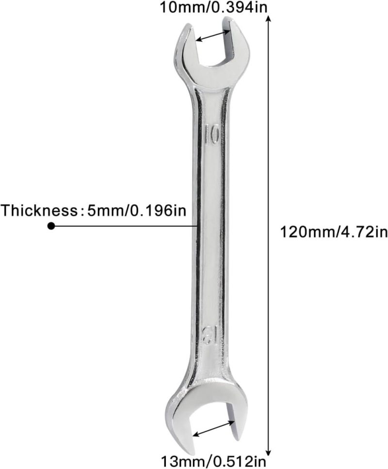 Clé à fourche ouverte de 5 mm d’épaisseur, clé à double ouverture de 10 mm x 13 mm pour entretien général, métrique | Ouvertes