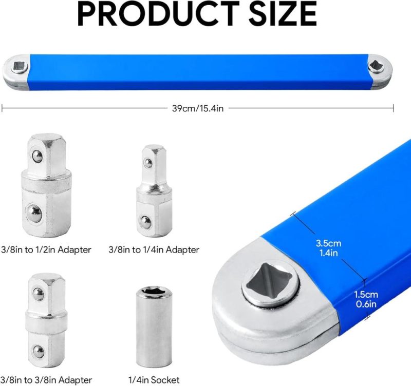 Clé à molette à rallonge décalée étroite, ensemble d’outils d’extension de clé à douille de 15 » prêt à l’impact avec adaptateurs de transmission carrés de 1/2 », 1/4 » et 3/8 » et adaptateurs de transmission de perceuse de 1/4 », conçue pour les espaces difficiles et étroits. | Clé à Douille