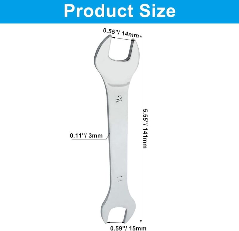 Clé à molette ouverte 14 mm x 15 mm, clé super fine en acier chromé métrique pour réparations générales et entretien ménager. | Ouvertes