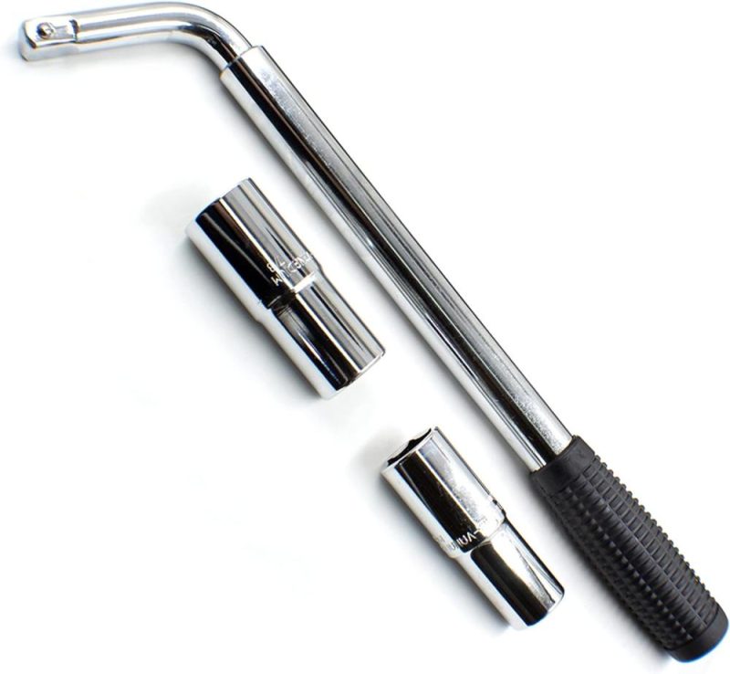 Clé à molette télescopique extensible avec douilles en chrome vanadium Cr-V, tailles de douilles à paroi fine longues 17 mm, 19 mm, 3/4", 21 mm, 3/16", 23 mm, 7/8", convient à presque tous les véhicules. | Clé à Douille