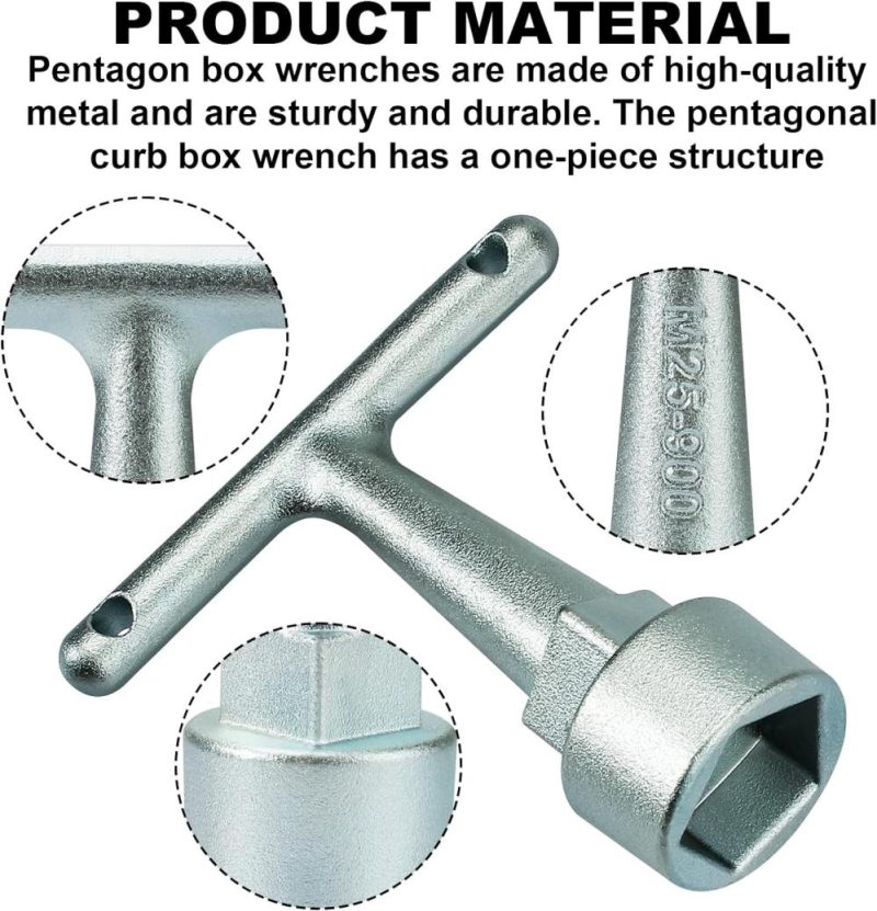 Clé de robinet d’arrêt, clé de compteur d’eau pour boîtes de trottoir pentagonales, clé de ville pour robinet d’arrêt, clé de boîte de trottoir pentagonale, clé de compteur pour prise pentagonale. | Clé à Coffret
