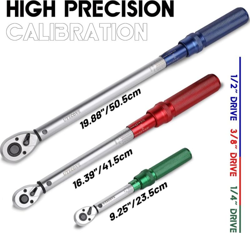 Clé dynamométrique à cliquet 1/4 3/8 pouces, ensemble de 3 clés dynamométriques 20-200 lb-pi, 10-100 lb-pi, 10-160 lb-pi, précision ±3 %, clés dynamométriques à double échelle à 72 dents pour vélo, moto, entretien et réparation de voiture. | Clés Dynamométriques