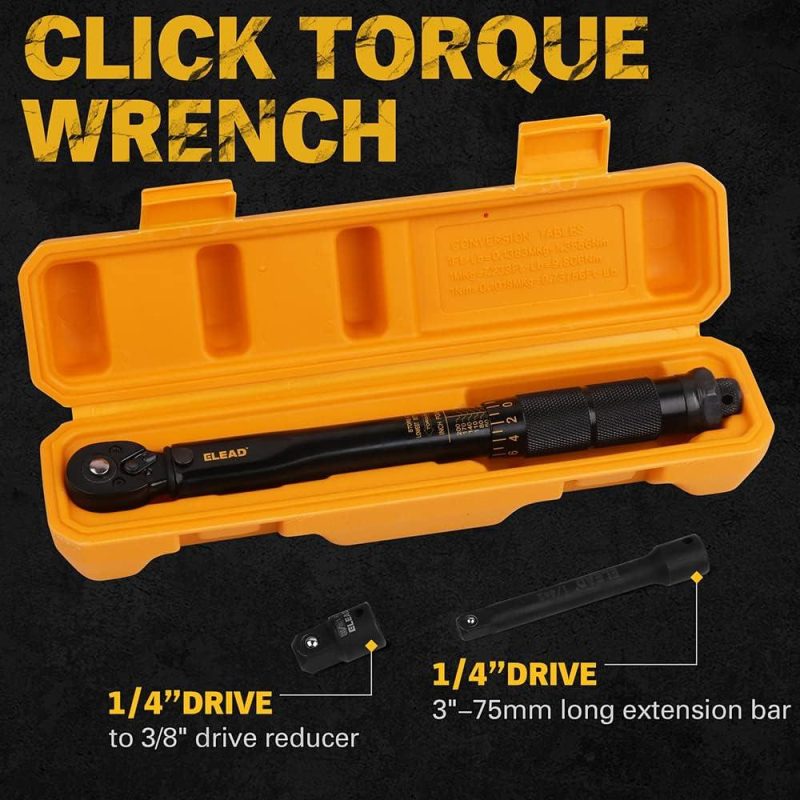 Clé dynamométrique à cliquet de 1/4 pouce, 20-200 In.Lb / 2,26-22,6 Nm, clé dynamométrique de précision professionnelle avec échelle à double plage gravée au laser, précise et fiable, construction durable en CrV. | Clés Dynamométriques