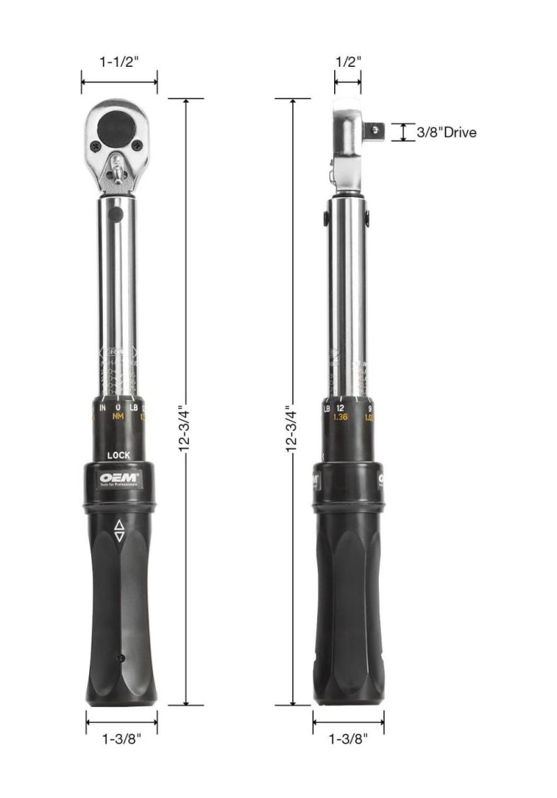 Clé dynamométrique à cliquet de 3/8 po, compatible avec un entraînement de 3/8 po, pour un serrage précis, parfaite pour la réparation de véhicules/motos, mesure de 25 à 250 lb-pouces. | Clés Dynamométriques