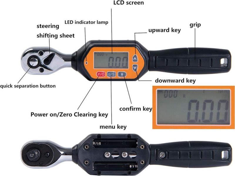 Clé dynamométrique numérique 3/8 pouce, plage de 1,3 à 44,25 lb-pi, précision dans le sens horaire ±2% / dans le sens antihoraire ±2,5%, calibrée avec LED et buzzer (15,93-531,04 lb-pi) (1,8 à 60 Nm) | Clés Dynamométriques