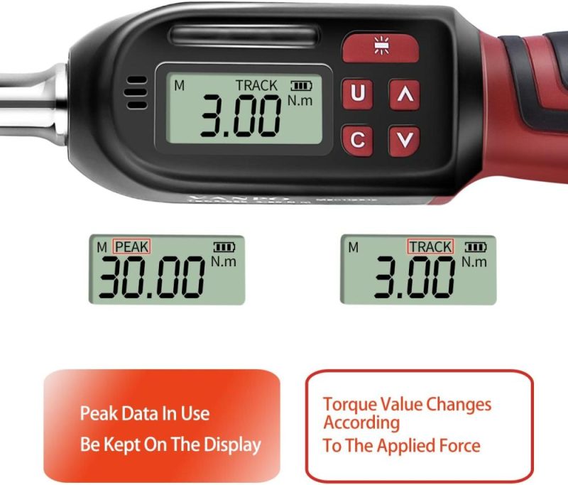Clé dynamométrique numérique à entraînement de 3/8 pouces, clé dynamométrique électronique (2,2-44,3 Ft-Lbs./3-60Nm), ensemble de clé dynamométrique avec précision de ±2%, indicateur sonore et LED, adaptateur 1/4, barre d’extension pour moto de vélo. | Clés Dynamométriques