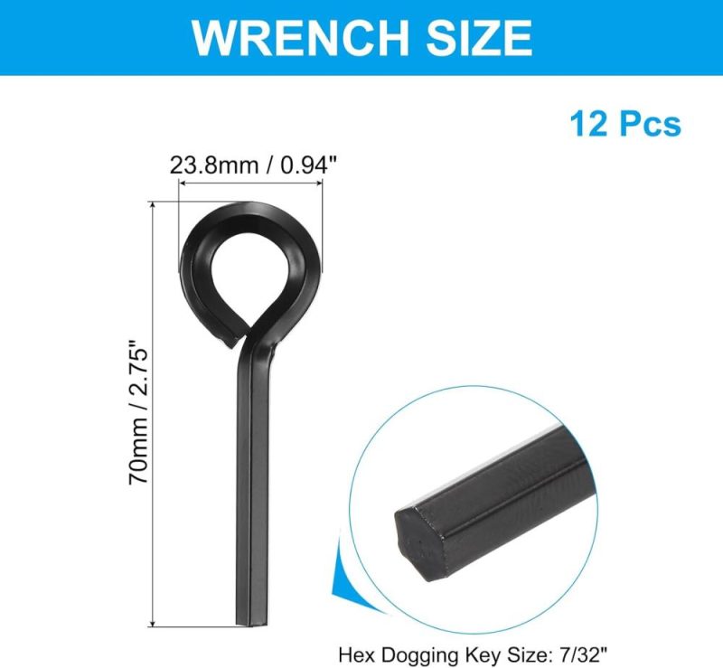 Clé hexagonale de 7/32" standard pour verrouillage, pack de 12 clés en acier solide avec boucle pleine en O-ring pour barres de secours, dispositifs de sortie d’urgence, noir | Clé Hexagonale