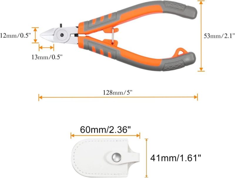 Coupe-fil 5 pouces, pinces coupantes diagonales, pinces à couper les fils avec verrou de sécurité et étui de protection, mini coupe-fils de précision à tête effilée pour zones étroites. | Pince à Découper Sur le Côté