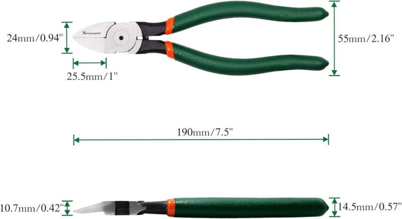 Coupes-fils 7 pouces, coupe-fils à ras, coupe de fils en angle avec ressort, outils de précision fonctionnels pour couper des fils électroniques faits à la main et tous les besoins de coupe nette. | Pince à Découper Sur le Côté