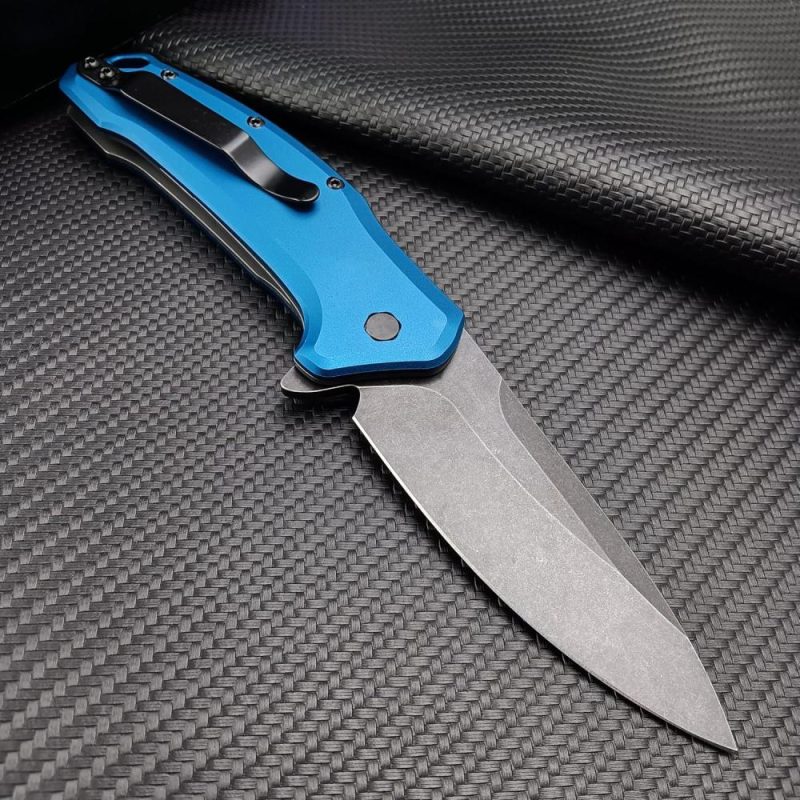 Couteau de poche bleu, lame en acier 9Cr13Mov de 3,15", poignée en aluminium T6, couteau pliant avec flipper assisté Speedsafe et clip de poche réversible, couteau EDC à verrouillage liner pour la chasse. | Couteaux