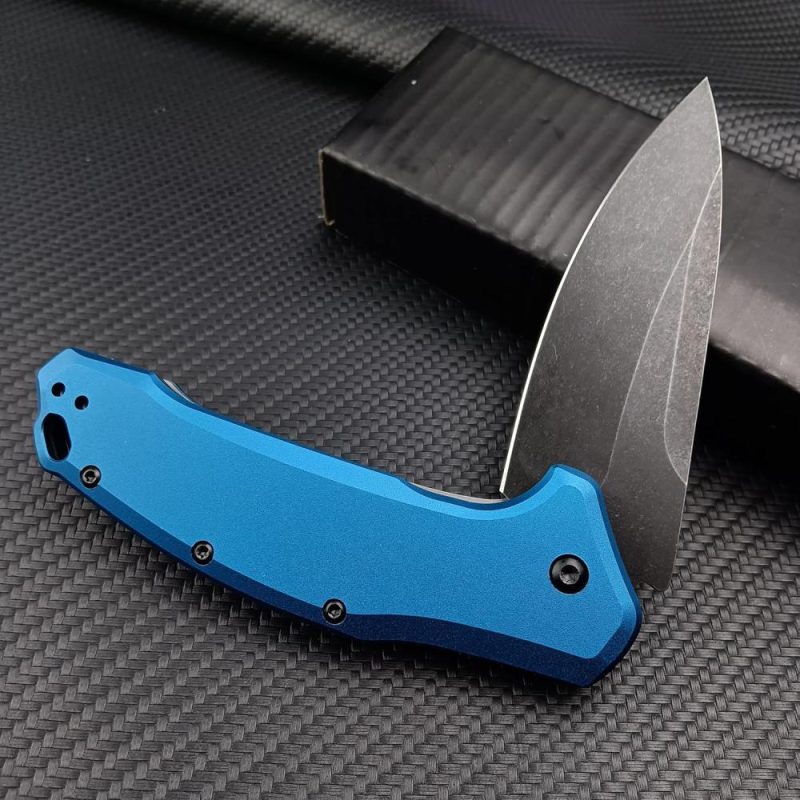 Couteau de poche bleu, lame en acier 9Cr13Mov de 3,15", poignée en aluminium T6, couteau pliant avec flipper assisté Speedsafe et clip de poche réversible, couteau EDC à verrouillage liner pour la chasse. | Couteaux