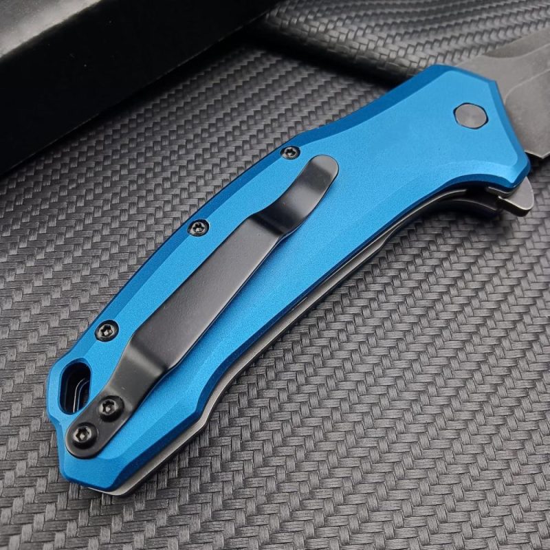 Couteau de poche bleu, lame en acier 9Cr13Mov de 3,15", poignée en aluminium T6, couteau pliant avec flipper assisté Speedsafe et clip de poche réversible, couteau EDC à verrouillage liner pour la chasse. | Couteaux