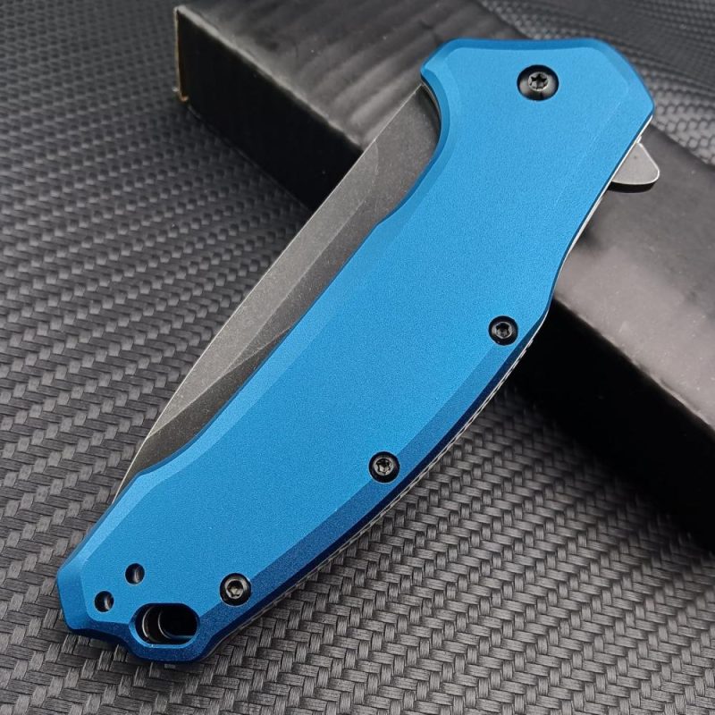 Couteau de poche bleu, lame en acier 9Cr13Mov de 3,15", poignée en aluminium T6, couteau pliant avec flipper assisté Speedsafe et clip de poche réversible, couteau EDC à verrouillage liner pour la chasse. | Couteaux