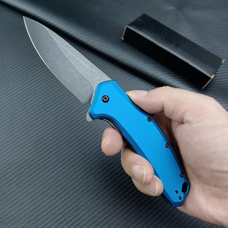 Couteau de poche bleu, lame en acier 9Cr13Mov de 3,15", poignée en aluminium T6, couteau pliant avec flipper assisté Speedsafe et clip de poche réversible, couteau EDC à verrouillage liner pour la chasse. | Couteaux