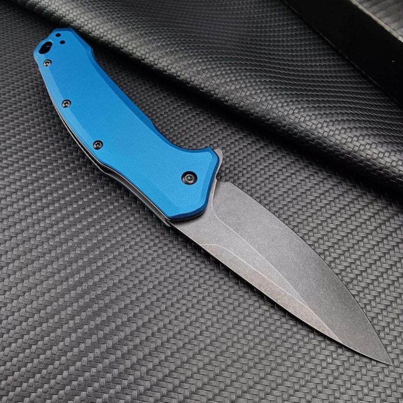 Couteau de poche bleu, lame en acier 9Cr13Mov de 3,15", poignée en aluminium T6, couteau pliant avec flipper assisté Speedsafe et clip de poche réversible, couteau EDC à verrouillage liner pour la chasse. | Couteaux