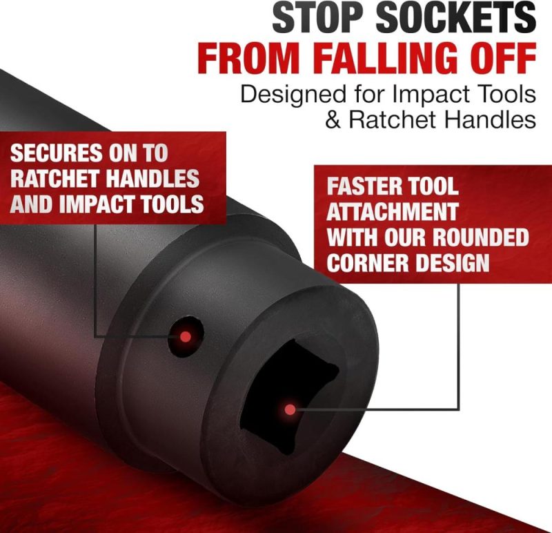 Douille à choc profonde de 1 3/16 pouce avec entraînement de 1/2 pouce, design à 6 points anti-arrondi, en acier CrV traité thermiquement. | Douilles à Entraînement Individuel