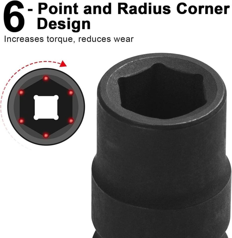 Douille à choc standard de 13/16 pouces avec un entraînement de 1/2 pouce, fabriquée en acier allié chrome-molybdène, traitée thermiquement, design à 6 points, SAE. | Douilles à Entraînement Individuel