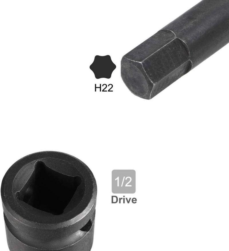 Douille hexagonale à chocs de 1/2" Drive X H22 (22 mm), longueur métrique de 3", en acier Cr-Mo, à utiliser avec des tournevis à percussion ou des clés à cliquet manuelles. | Douilles à Entraînement Individuel