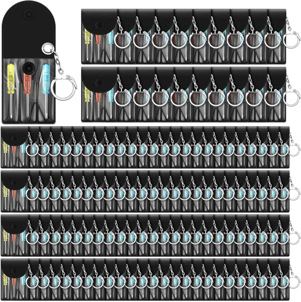 Ensemble de 20 mini tournevis porte-clés Chaque ensemble comprend 3 mini tournevis à fente, un tournevis à tête plate et des tournevis en Y dans une pochette portable avec pression et crochet pour des cadeaux de fête d’outils sympas. | Sets de Tournevis