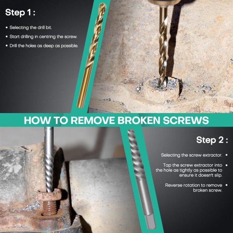 Ensemble de 21 pièces d’extracteurs de boulons et de vis et de forets, ensemble d’extracteurs de vis endommagées, outil de retrait de boulons et d’écrous et outil de retrait d’écrou de roue à verrouillage, extraction facile des écrous de roue cassés, outil à douille pour vis usées. | Extracteurs de Tarauds
