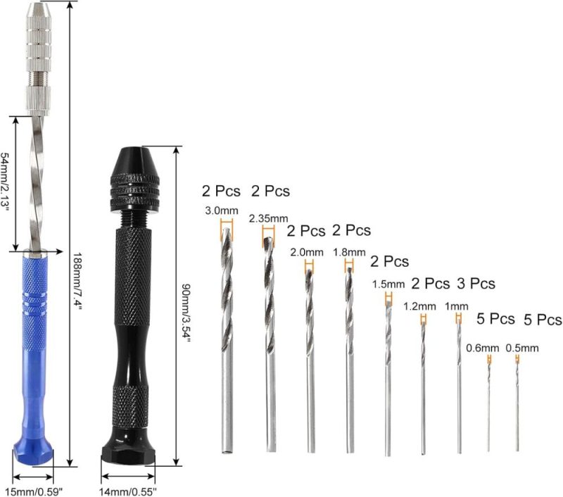 Ensemble de 27 pièces de mini perceuses à main, précision de mini perceuse et outil rotatif de perceuse à spirale semi-automatique, forets micro à torsion (0,5-3 mm) pour la bijouterie, le métal, le bois, la modélisation et le bricolage fait main. | Étaux