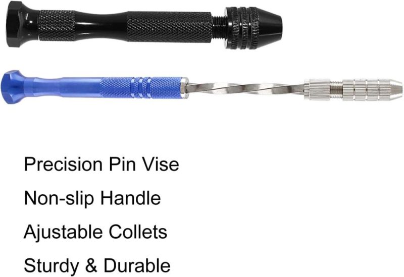 Ensemble de 27 pièces de mini perceuses à main, précision de mini perceuse et outil rotatif de perceuse à spirale semi-automatique, forets micro à torsion (0,5-3 mm) pour la bijouterie, le métal, le bois, la modélisation et le bricolage fait main. | Étaux