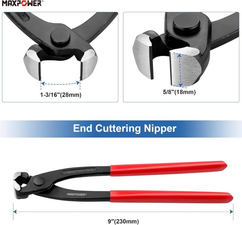 Ensemble de 3 pièces de tire-clous, pinces à couper à l’extrémité de 9 pouces, pinces à couper à l’extrémité de 7 pouces, pincers de charpentier de 8 pouces. | Pince à Découper Sur le Côté